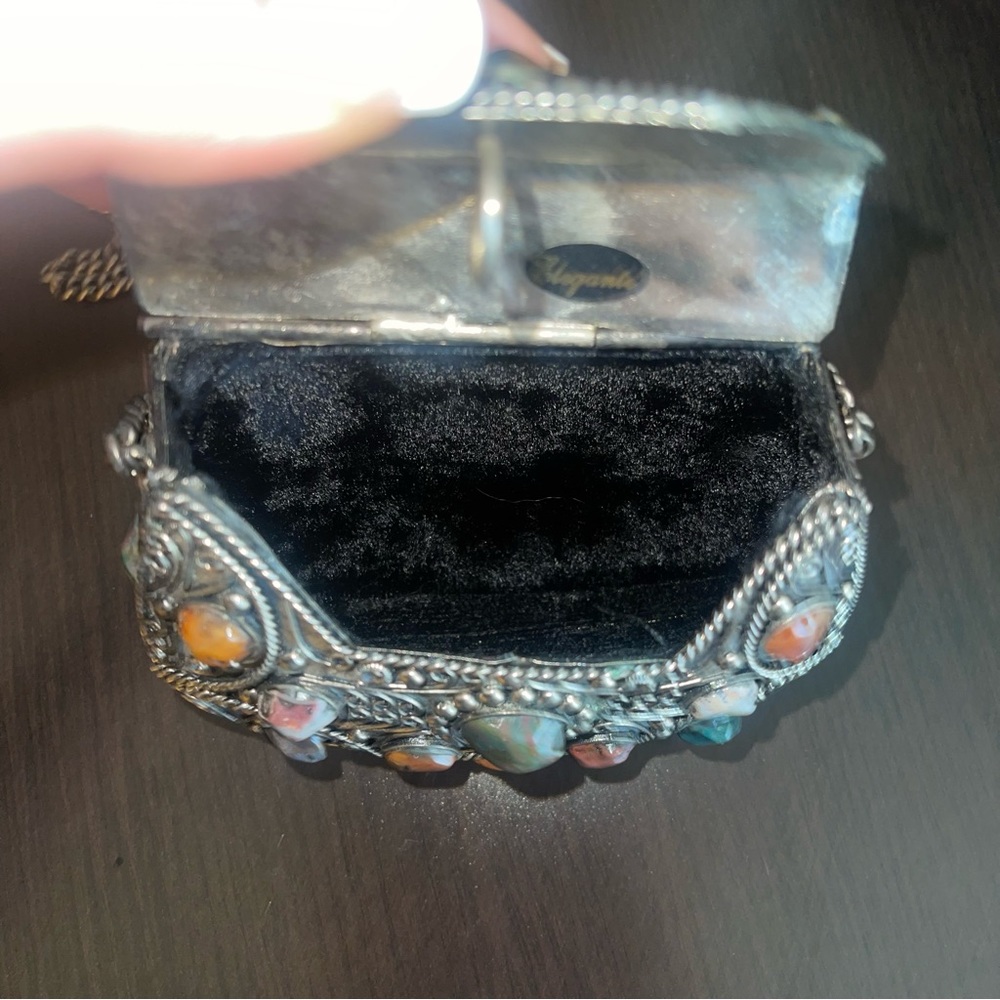 Vintage Metal Gemstone Crossbody Purse - Picture 8 of 8